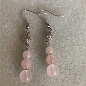 Awesome pink dangle earrings with natural stone